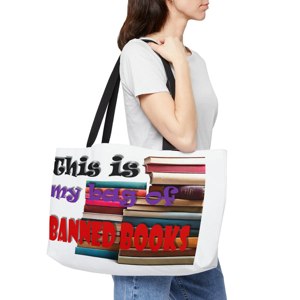 Banned Book Large Weekender Tote Bag Gift for Librarians and Readers