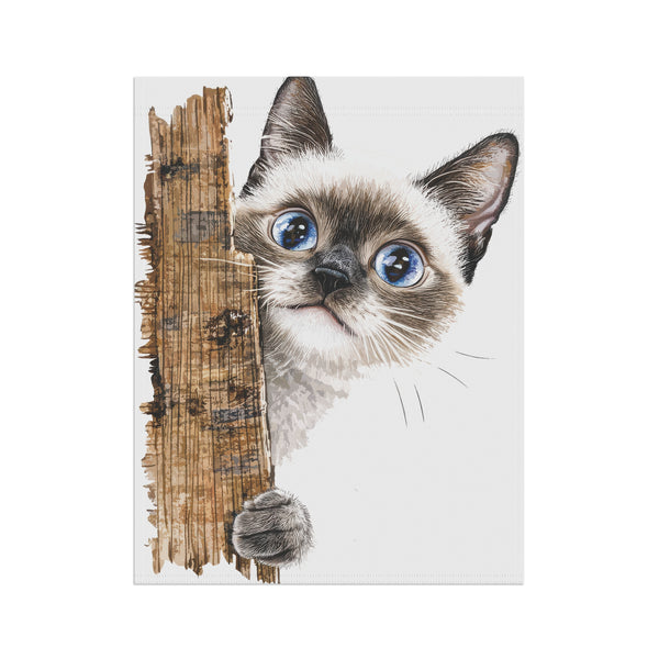 Blue Eyed Siamese Kitten Garden Flag Cute Cat Porch Banner Yard Decor