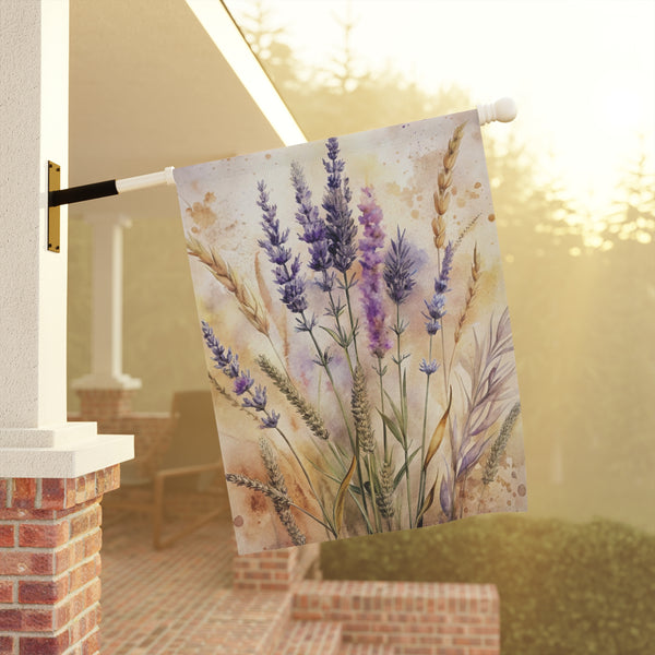 Lavender Wheat Garden Flag & Porch Banner Farmhouse Floral Yard Decor Art