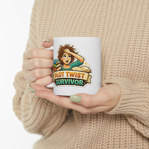 Plot Twist Survivor Mug  Funny Book Lover Gift  Reading Coffee Cup Reader Writer