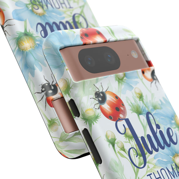 Personalized Ladybug Phone Case Custom Name Cover iPhone Samsung Pixel Gift