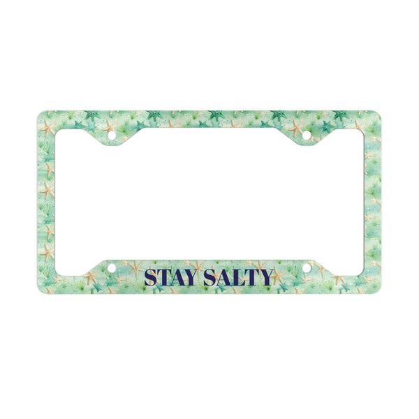 Stay Salty Metal License Plate Frame — Beach Starfish Coastal Car Accessory
