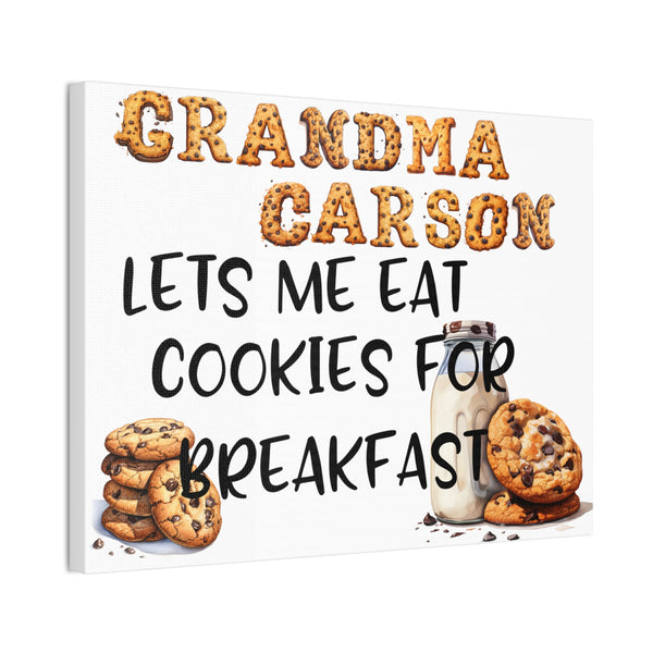 Gifts for Grandma Personalized Cookie for Breakfast Sign Canvas Home Decor