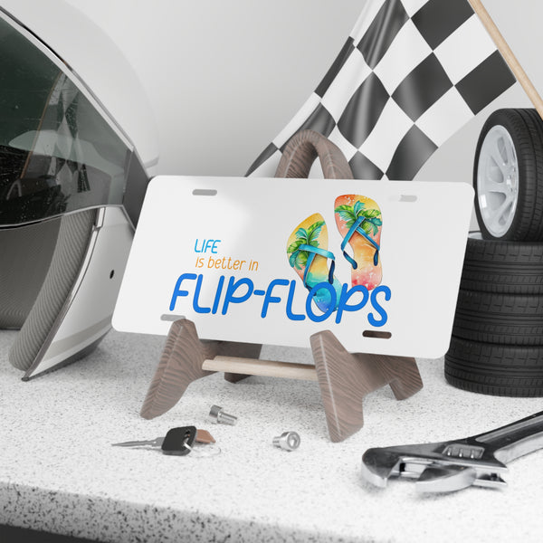 Life Is Better in Flip Flops Tropical Beach Decorative License Plate