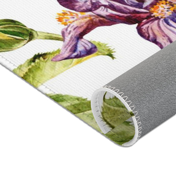 Purple Blue Iris Flower Area Rugs Home Décor Floral 3 Sizes 