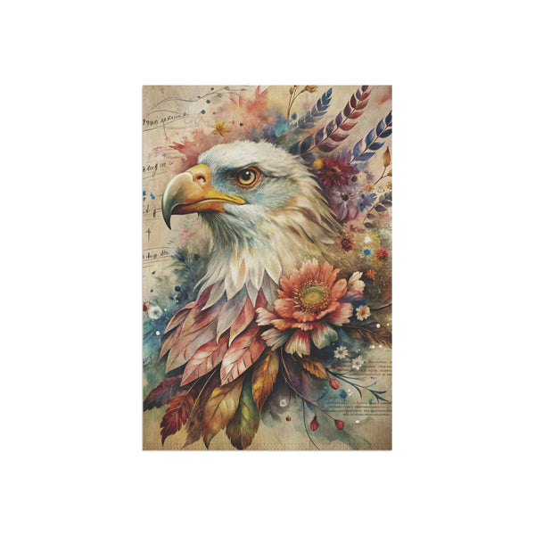 Bald Eagle Floral Garden Flag & Porch Banner Patriotic Yard Decor Art