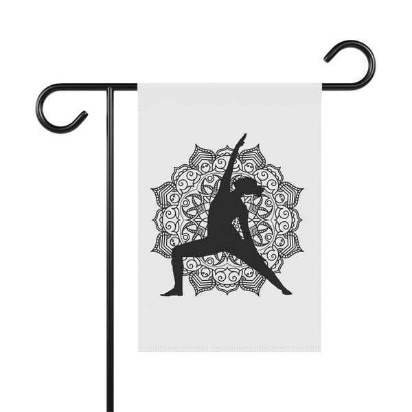 Yoga Warrior Pose Silhouette Garden Flag  Meditation Porch Banner Zen Yard Art