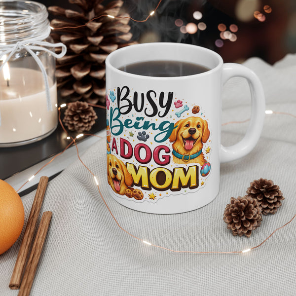 Busy Being a Dog Mom Mug  Cute Dog Lover Gift  Golden Retriever Coffee Cup
