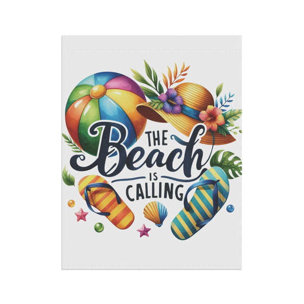 The Beach Is Calling Garden Flag Summer FlipFlop Porch Banner Coastal Yard Decor