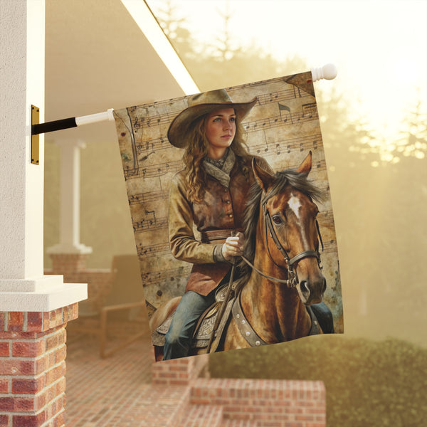 Western Cowgirl Horse Garden Flag & Porch Banner Country Yard Decor Art