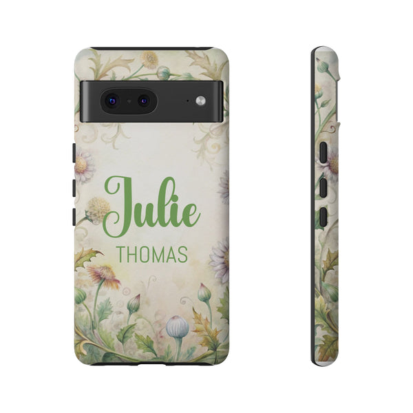Personalized Floral Phone Case Custom Name Cover iPhone Samsung Pixel Gift