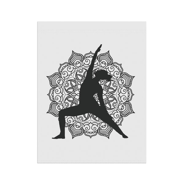 Yoga Warrior Pose Silhouette Garden Flag  Meditation Porch Banner Zen Yard Art