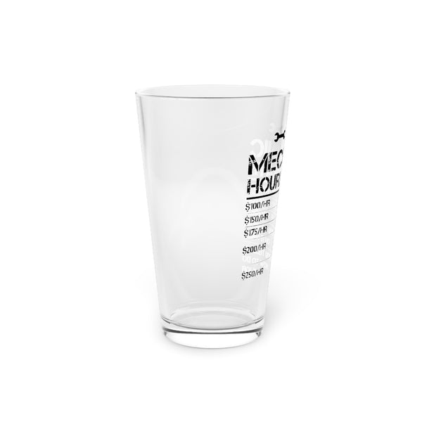 Gift for Gearheads Mechanic Rates Funny Pint Glass, 16oz Beer Tumbler