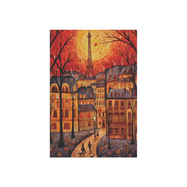 Paris France Eiffel Tower Autumn Skyline Garden Flag & Porch Banner Yard Art