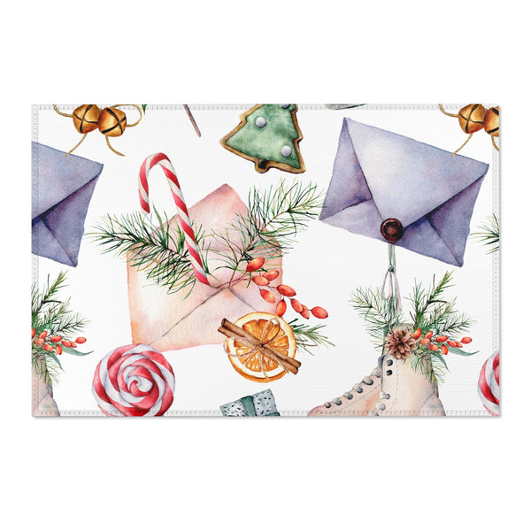 Christmas Décor Skates Candy Cane Area Rugs 3 Sizes Durable