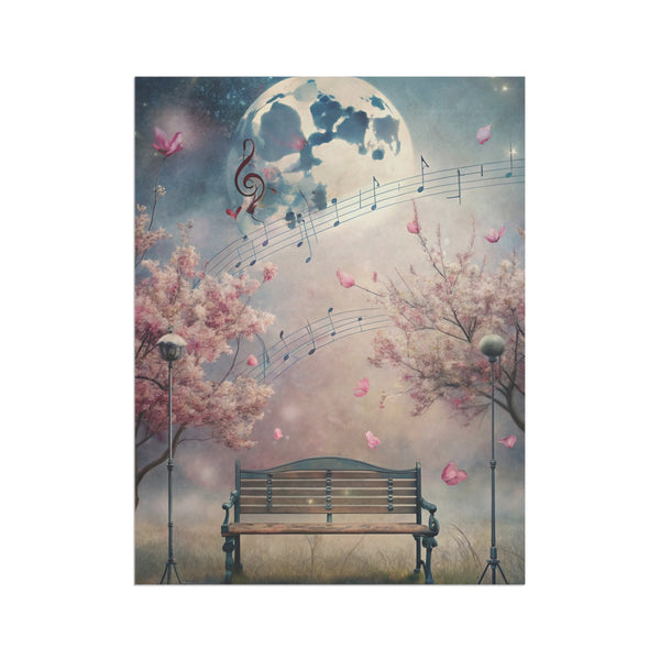 Moonlight Music Garden Flag Porch Banner Cherry Blossom Dreamscape Art