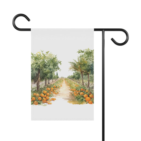 Orange Grove Path Garden Flag & Porch Banner Citrus Farm Decor Yard Art