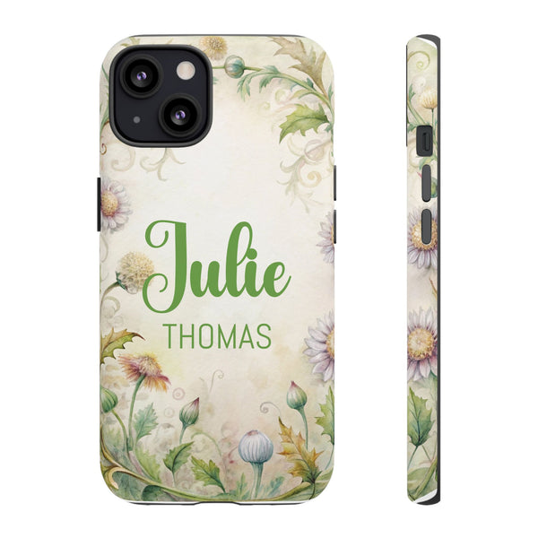 Personalized Floral Phone Case Custom Name Cover iPhone Samsung Pixel Gift