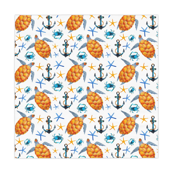 Sea Turtle Crab Beach Pattern Tablecloth Décor Nautical Theme