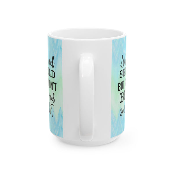 She Believed She Could Blue Green Wave White Ceramic Coffee Mug