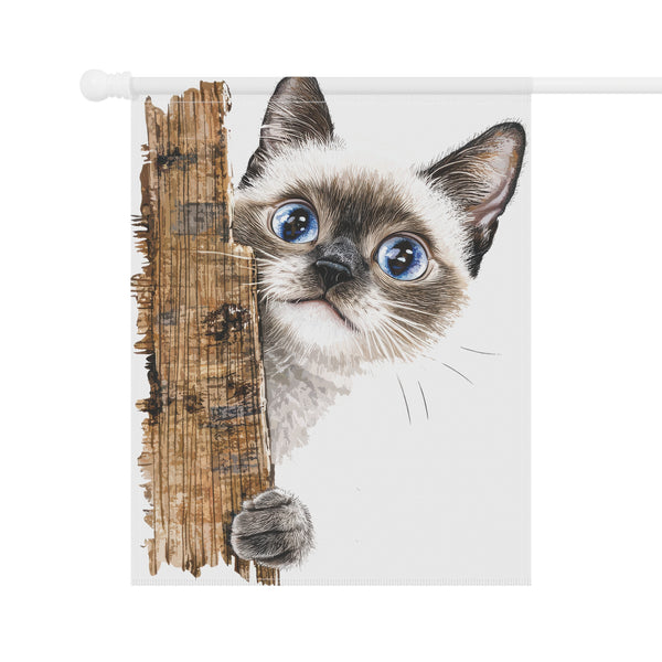 Blue Eyed Siamese Kitten Garden Flag Cute Cat Porch Banner Yard Decor