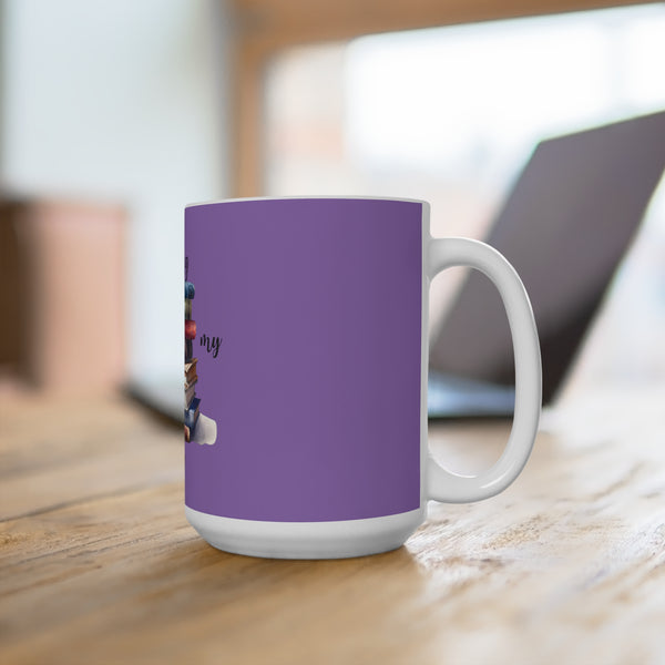 Reading is my Therapy Purple Ceramic Coffee Mug Library Books