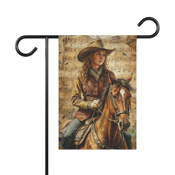 Western Cowgirl Horse Garden Flag & Porch Banner Country Yard Decor Art