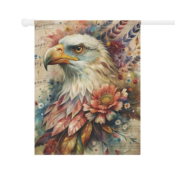 Bald Eagle Floral Garden Flag & Porch Banner Patriotic Yard Decor Art