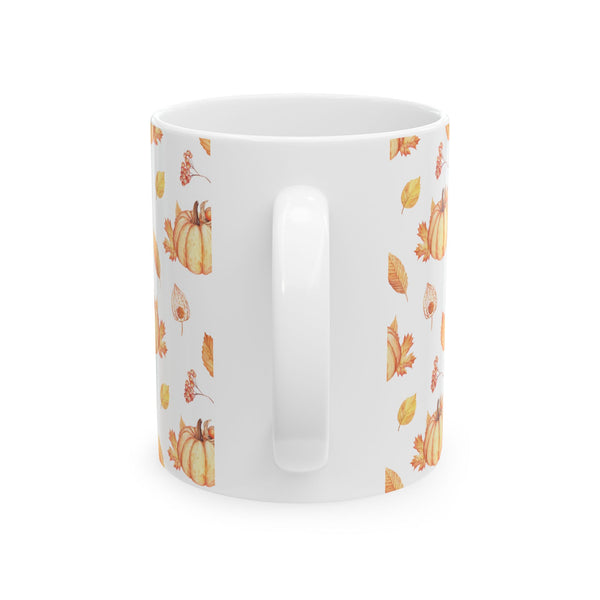 Pumpkin Coffee Mug Fall Leaves Autumn Ceramic Cup, Dishwasher & Microwave Safe