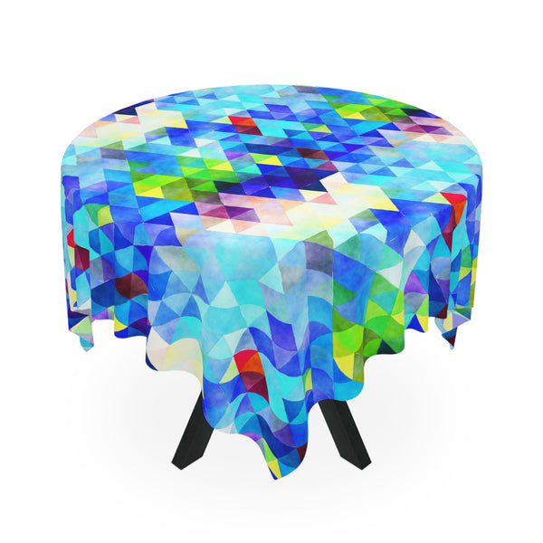 Bright Colorful Geometric Pattern Blue Green Tablecloth Décor