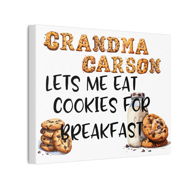 Gifts for Grandma Personalized Cookie for Breakfast Sign Canvas Home Decor