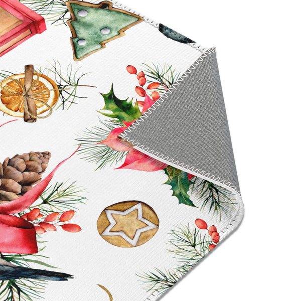 Christmas Home Decor Poinsettia Cookie Area Rugs 3 Sizes Durable 