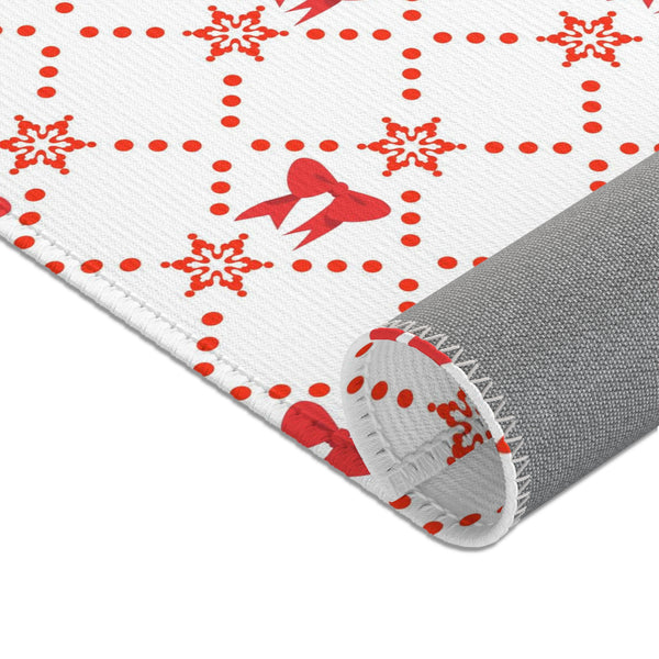 Christmas Red Bow Area Rugs Holiday Decor 3 Sizes Durable 