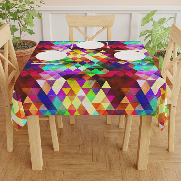 Bright Colorful Geometric Pattern Green Blue Tablecloth Décor