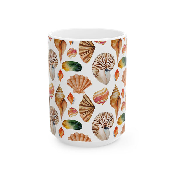 Seashell Coffee Mug Beach Ocean Ceramic Cup 11oz/15oz Dishwasher Microwave Safe