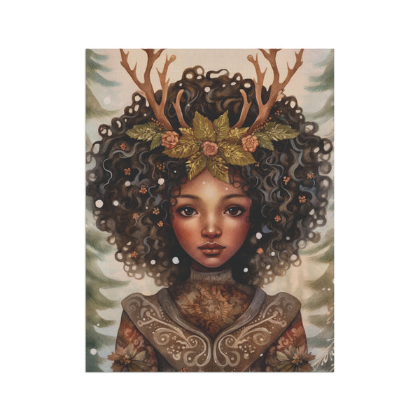 Woodland Forest Goddess Antler Crown Garden Flag & Porch Banner Nature Yard Art