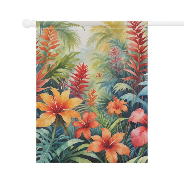 Tropical Hibiscus Jungle Garden Flag & Porch Banner Floral Decor Yard Art