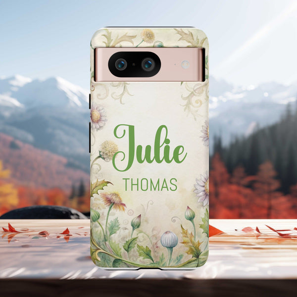 Personalized Floral Phone Case Custom Name Cover iPhone Samsung Pixel Gift