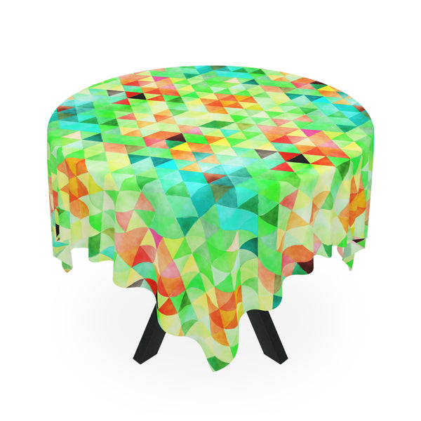 Bright Colorful Geometric Pattern Yellow Green Tablecloth Décor