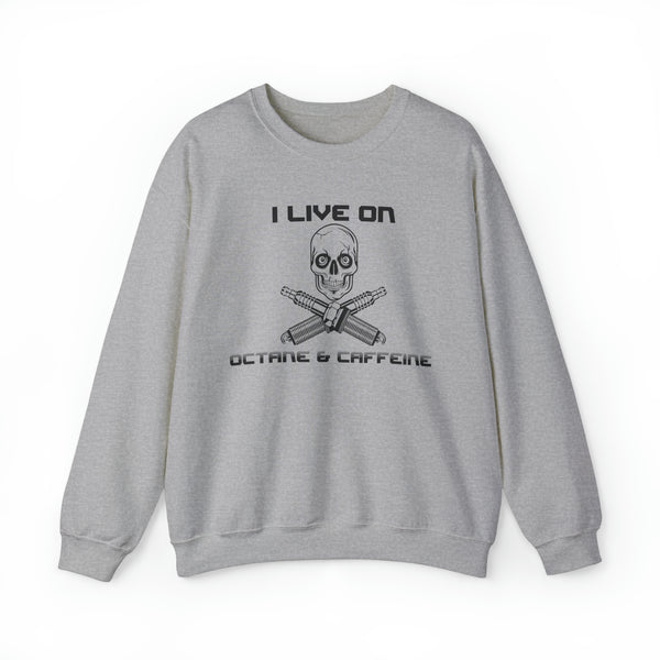Gifts for Gearheads Octane and Caffeine Unisex Heavy Blend™ Crewneck Sweatshirt