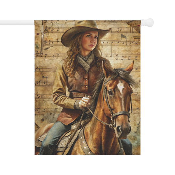 Western Cowgirl Horse Garden Flag & Porch Banner Country Yard Decor Art