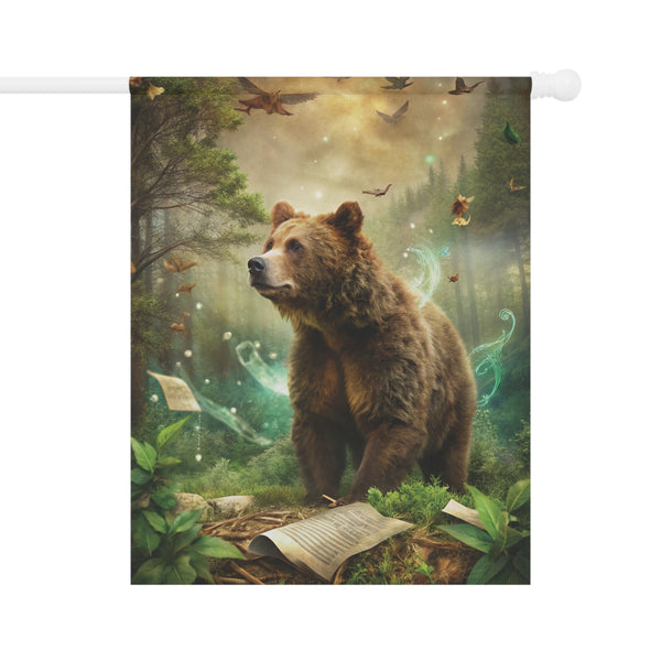 Mystic Forest Bear Garden Flag & Porch Banner Woodland Fantasy Decor