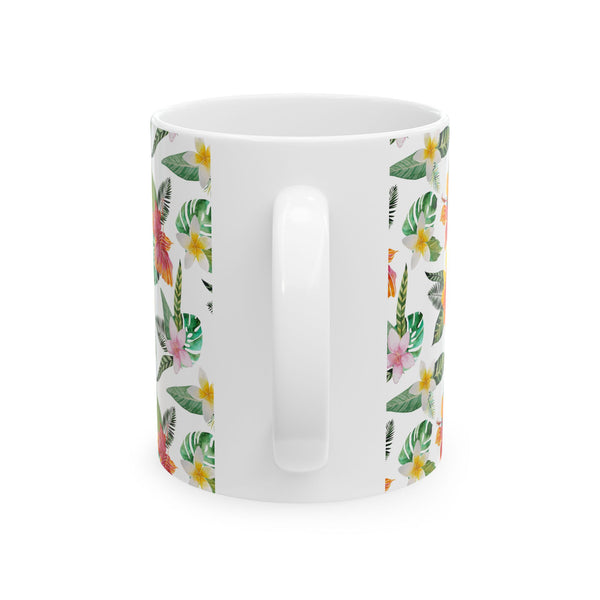 Hibiscus Flower Coffee Mug – Tropical Bloom Ceramic Cup, 2 Sizes Dishwasher Safe