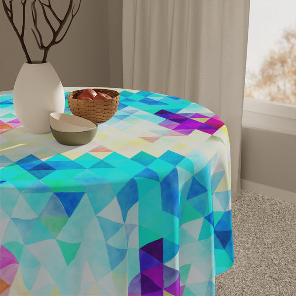 Bright Colorful Geometric Pattern Blue Yellow Purple Tablecloth Décor