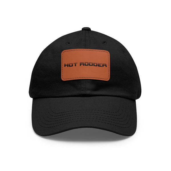 Gifts for Gearheads Hot Rodder Hat with Leather Patch (Rectangle) Trucker Hat Ballcap 