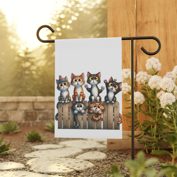 Cute Kittens on Fence Garden Flag & Porch Banner Cat Yard Decor Art
