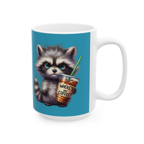Grumpy Raccoon Coffee Mug – Funny Cute Animal Cup | Where’s My Coffee Iced Gift