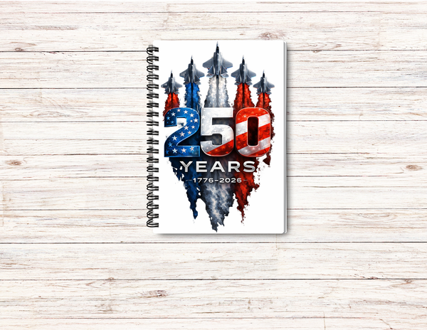 250 USA Patriotic Spiral Journal – 6x9 Lined Notebook or To Do List