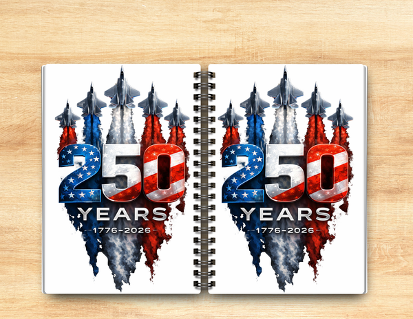 250 USA Patriotic Spiral Journal – 6x9 Lined Notebook or To Do List