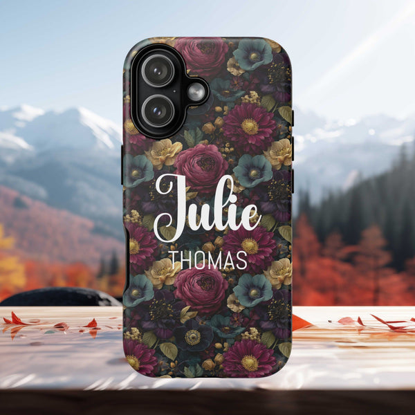 Personalized Flower Phone Case Custom Name Cover iPhone Samsung Google Gift